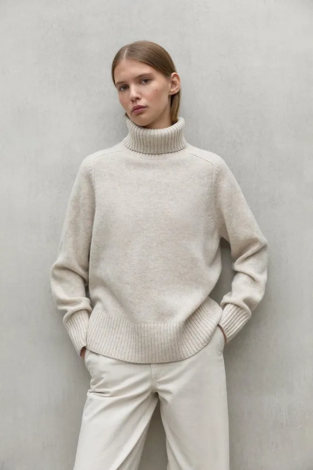 Women Beige Caqui Turtleneck Ecoalf Knitwear