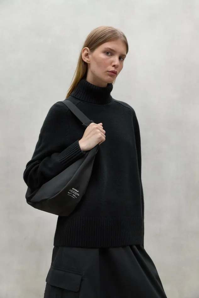 Women Black Bonded Sling Bag Ecoalf Handbags