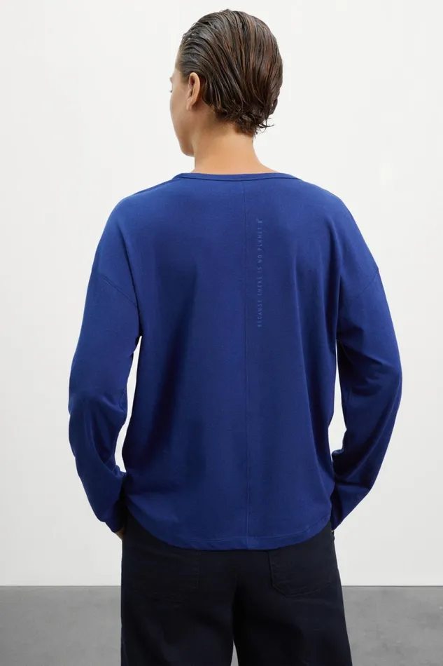 Women Blue Camberra LongSleeved TShirt Ecoalf TShirts