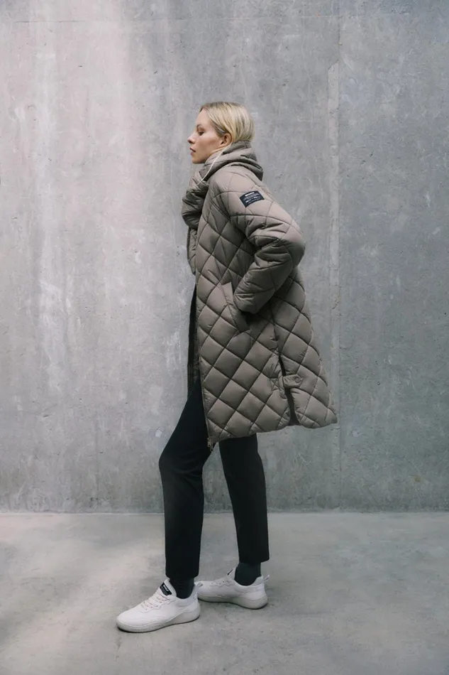 Women Brown Montgo Coat With Scarf Ecoalf Coats And Jackets