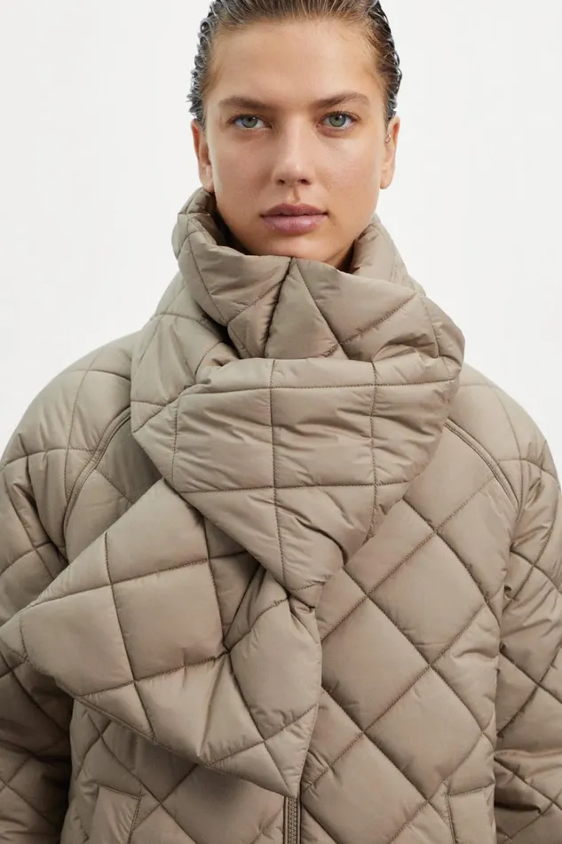Women Brown Montgo Coat With Scarf Ecoalf Coats And Jackets