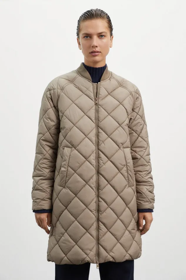 Women Brown Montgo Coat With Scarf Ecoalf Coats And Jackets