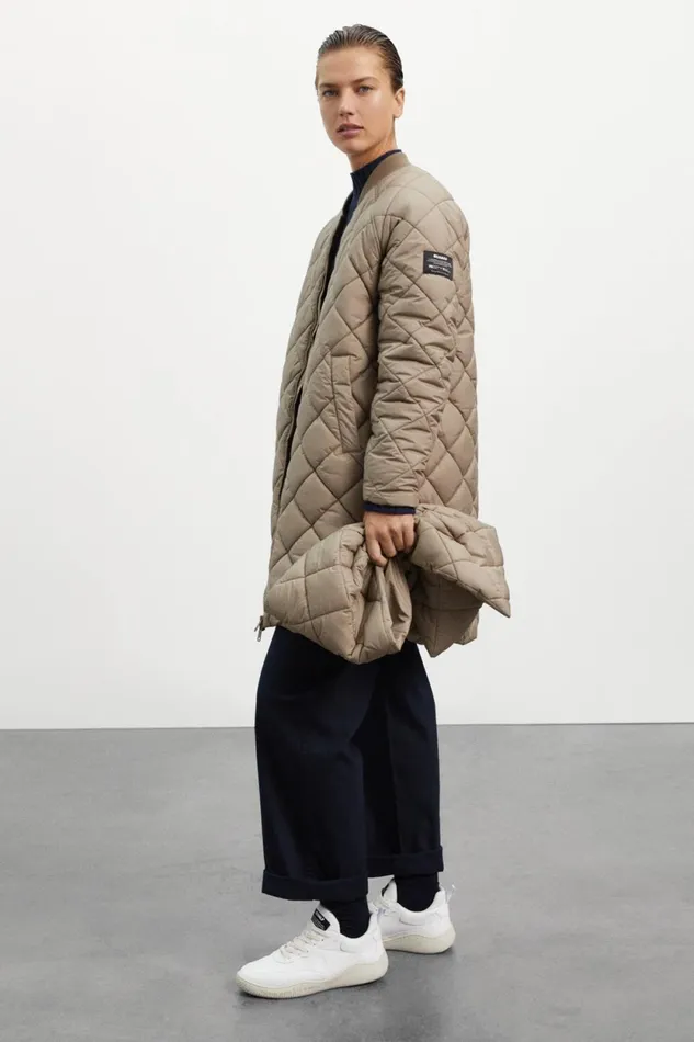 Women Brown Montgo Coat With Scarf Ecoalf Coats And Jackets