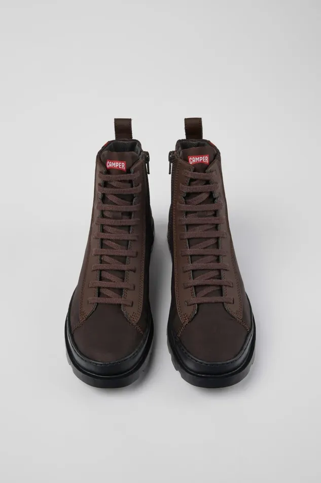 Women Brutus PrimaLoft Brown Laceup Boots Camper Ankle Boots Women Brutus PrimaLoft Brown Laceup Boots Camper Ankle Boots