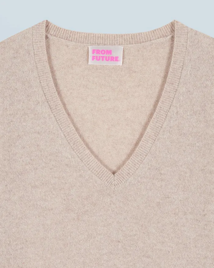 Women Cashmere Sweaters From Future Basic VNeck Sweater Beige Moulin