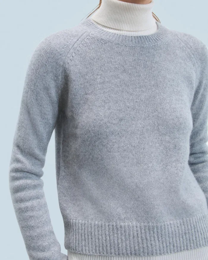 Women Cashmere Sweaters From Future Crewneck Raglan Sweater Dark Heather Gray