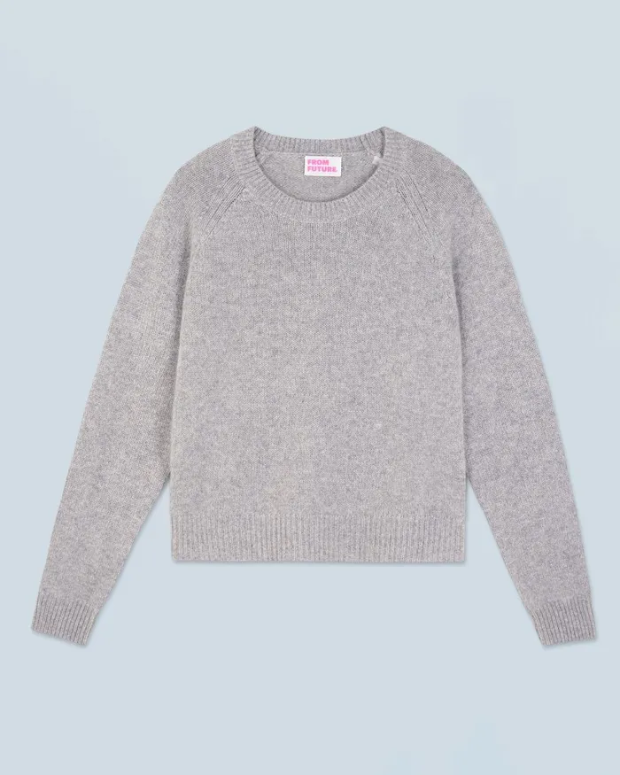 Women Cashmere Sweaters From Future Crewneck Raglan Sweater Dark Heather Gray