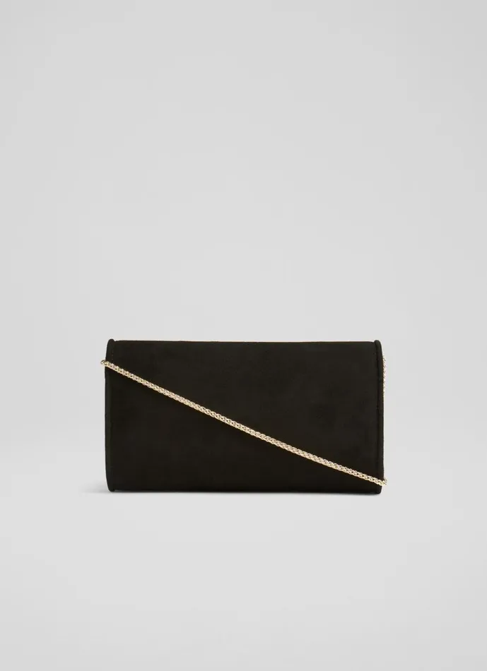 Women Clutch Bags LKBennett Dominica Black Suede Clutch Bag Women Clutch Bags LKBennett Dominica Black Suede Clutch Bag