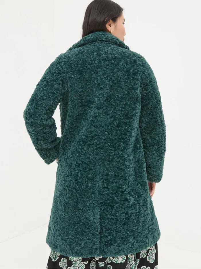 Women Coats and Jackets Fat Face Catie Green Teddy Coat