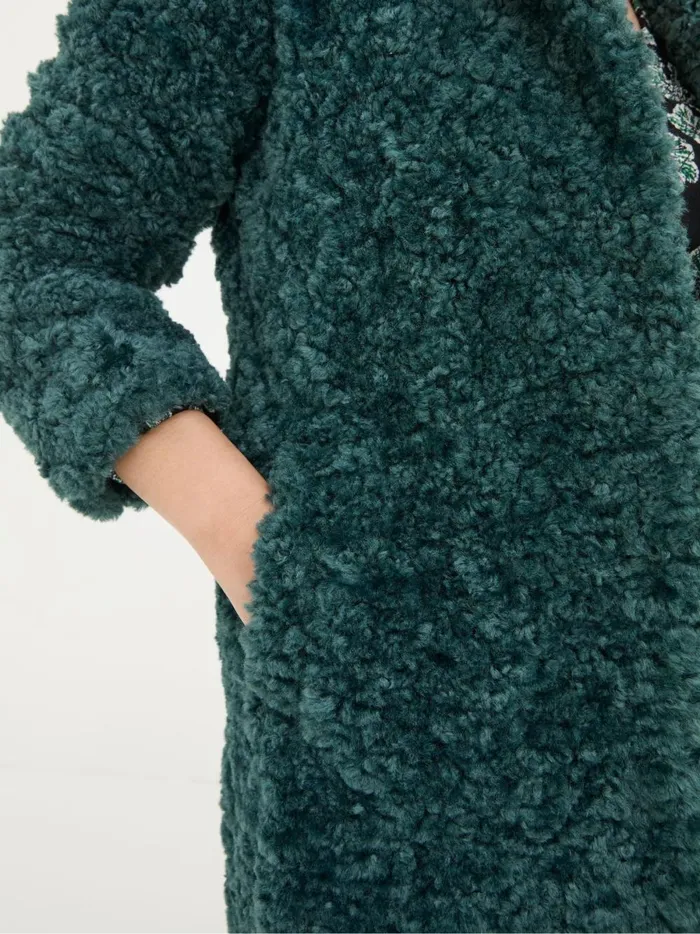 Women Coats and Jackets Fat Face Catie Green Teddy Coat