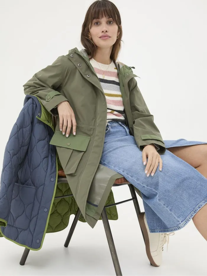 Women Coats and Jackets Fat Face Mira Green Multiway Parka