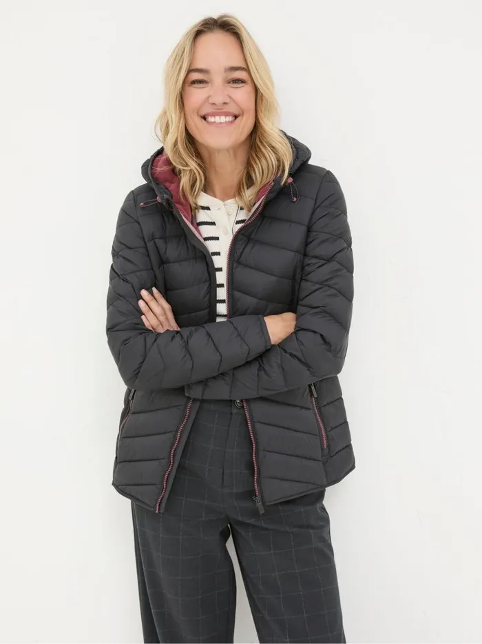 Women Coats and Jackets Fat Face Ruby Black Lightweight Puffer Jacket