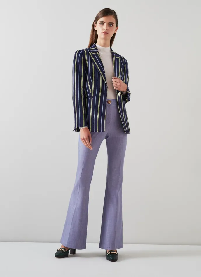 Women Coats and Jackets LKBennett Mya Striped Jacket With LENZING ECOVERO Viscose Navy Multi