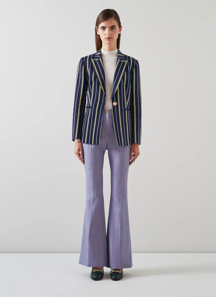 Women Coats and Jackets LKBennett Mya Striped Jacket With LENZING ECOVERO Viscose Navy Multi