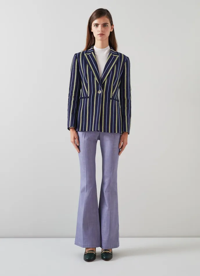 Women Coats and Jackets LKBennett Mya Striped Jacket With LENZING ECOVERO Viscose Navy Multi