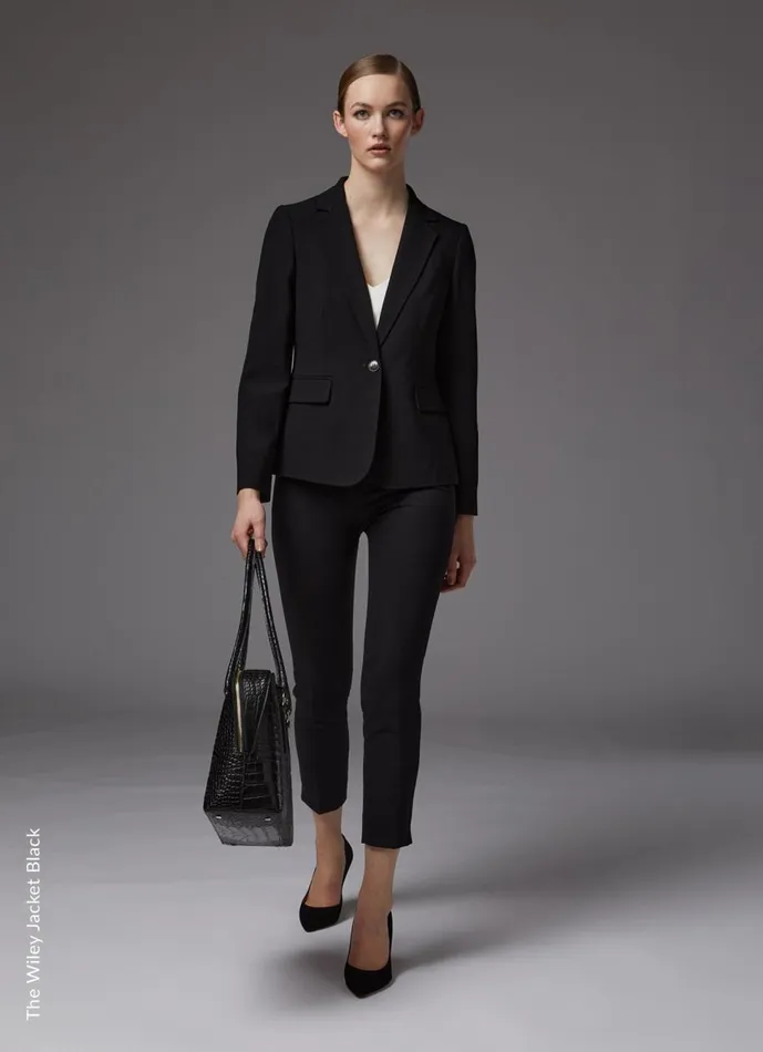 Women Coats and Jackets LKBennett Wiley Black Recycled Crepe Jacket Black