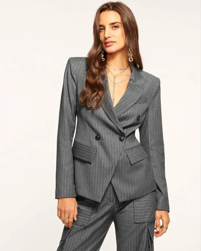 Women Collins Blazer Grey Pinstripe Ramy Brook Jackets