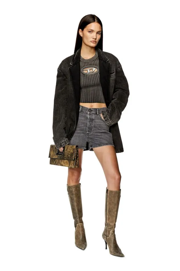 Women DGer Blackdark Grey Diesel Trousers And Shorts