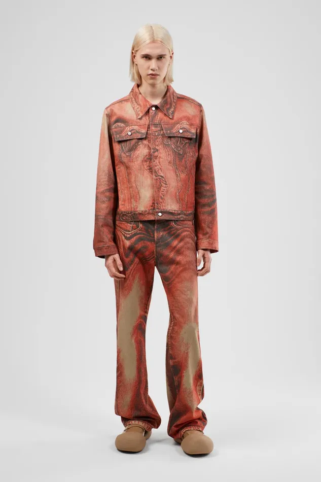 Women Denim Jacket Burnt Orange Denim Jacket Camper Denim