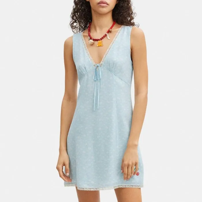 Women Dresses Coach Floral Sleeveless Slip Dress Light Blue Multi