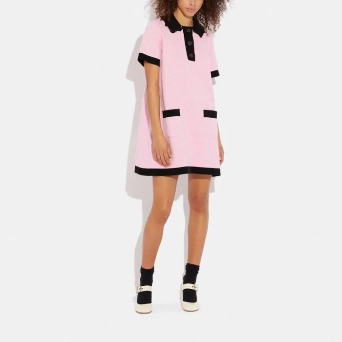 Women Dresses Coach Signature Knit Dress Pink Signature Multi