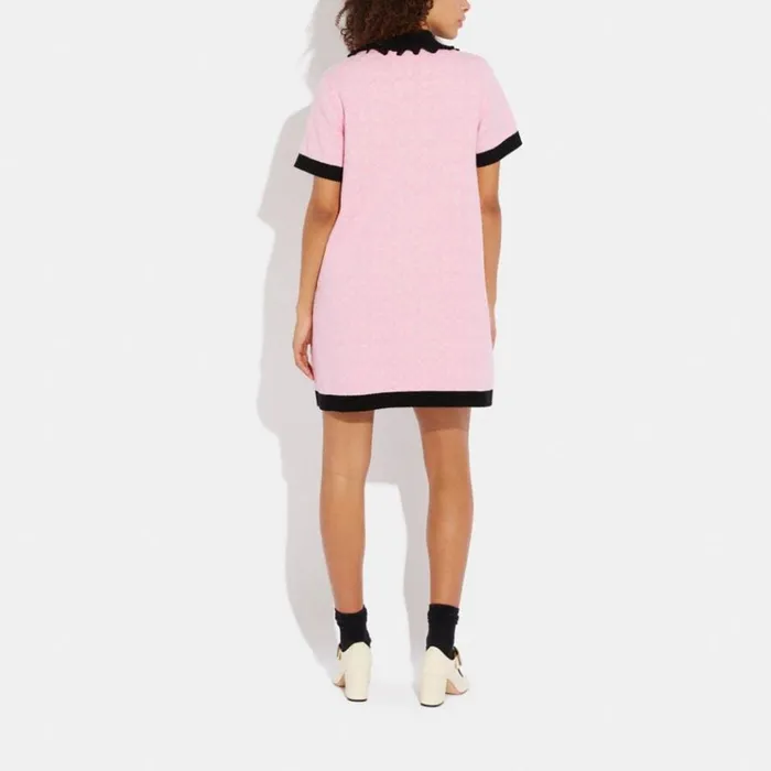 Women Dresses Coach Signature Knit Dress Pink Signature Multi