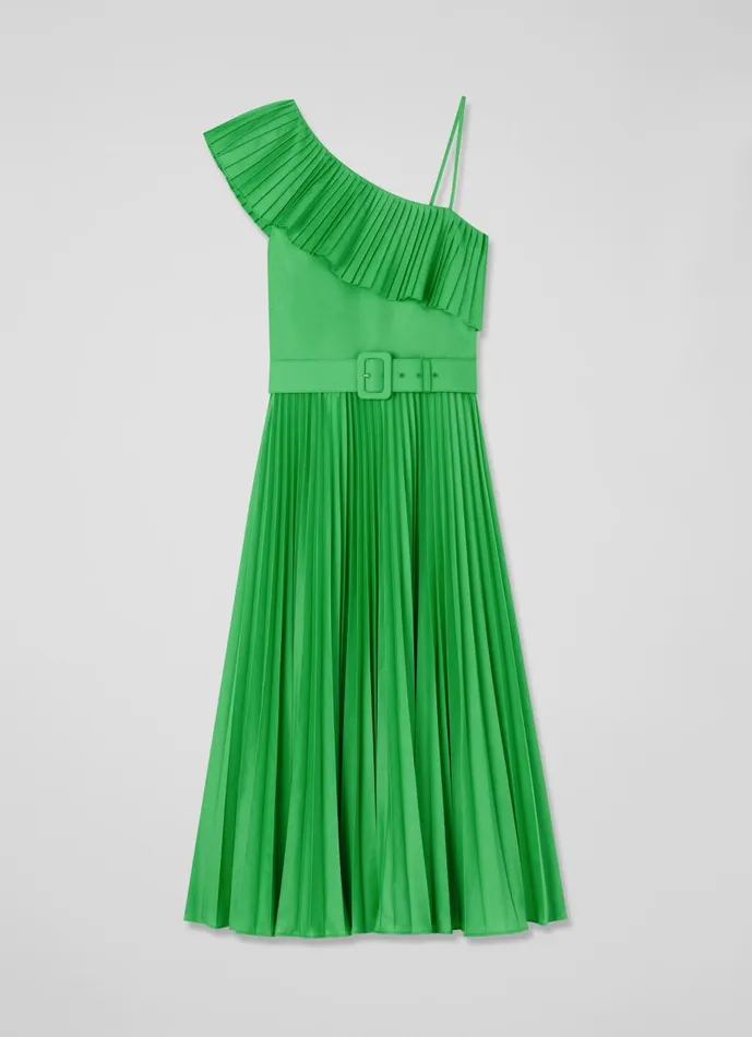 Women Dresses LKBennett Josephine Green OneShoulder Pleated Dress Green Women Dresses LKBennett Josephine Green OneShoulder Pleated Dress Green