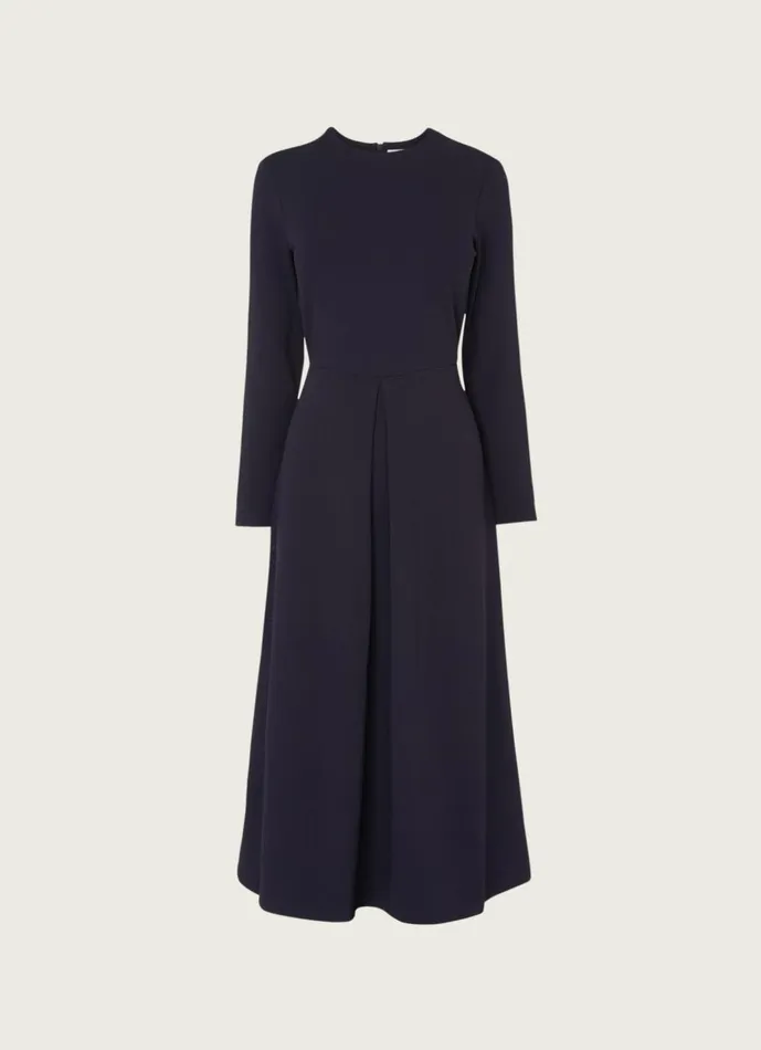 Women Dresses LKBennett Maria Navy Jersey Fit and Flare Dress Midnight Women Dresses LKBennett Maria Navy Jersey Fit and Flare Dress Midnight
