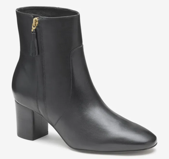 Women Eleanor SideZip Bootie Black Calfskin JohnstonandMurphy Boots and Booties