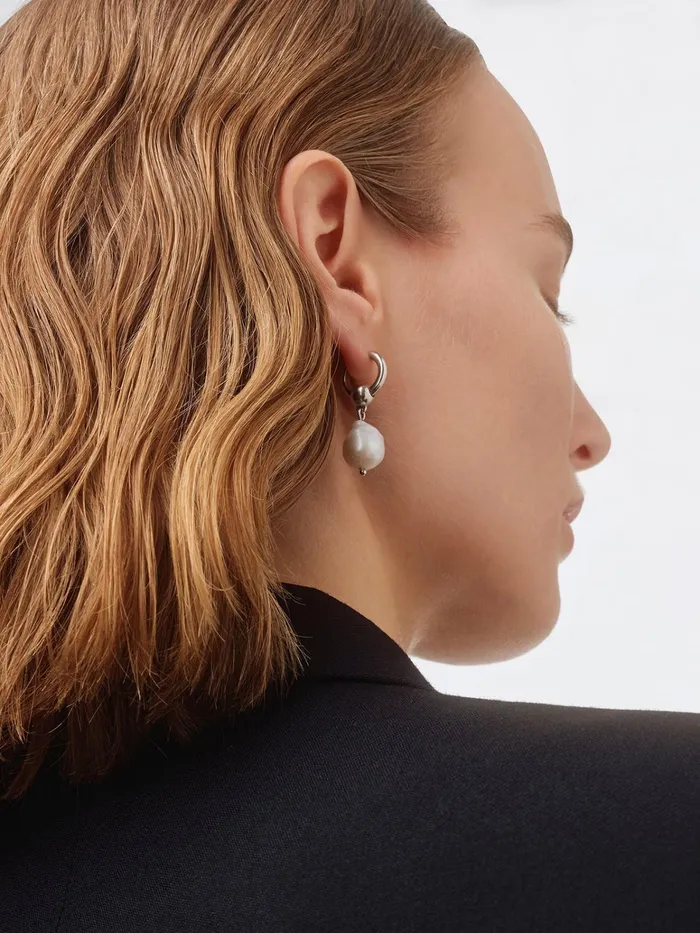 Women Elvin Pearl And PalladiumPlated Earrings Aeyde Earrings