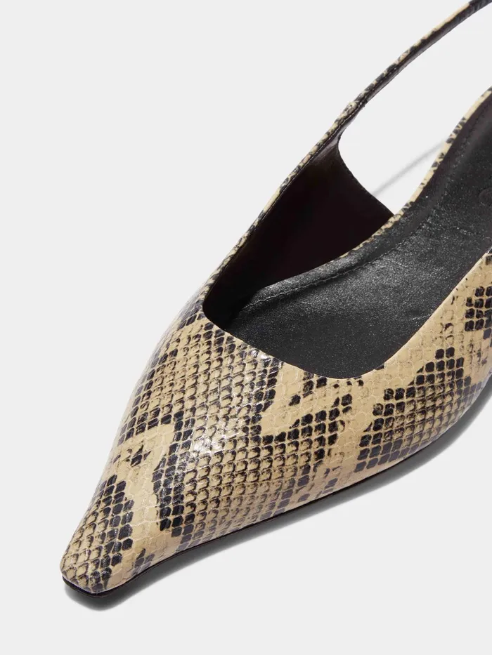 Women Fedora SnakeEffect Leather Slingback Flats Aeyde Slingbacks
