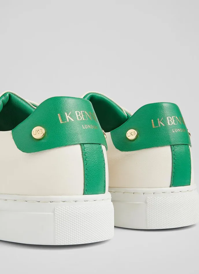 Women Flats LKBennett Signature Cream And Green Leather Trainers Green White