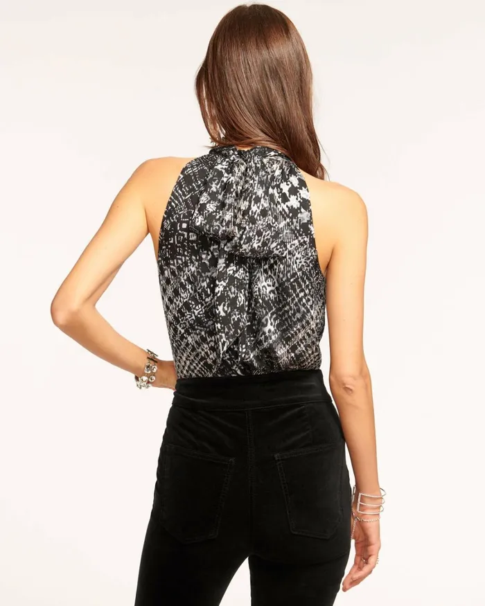 Women Gemma High Neck Tank Top Houndstooth Burnout Ramy Brook Tops Women Gemma High Neck Tank Top Houndstooth Burnout Ramy Brook Tops
