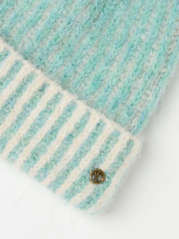 Women Hats Fat Face Green Haze Plaited Beanie