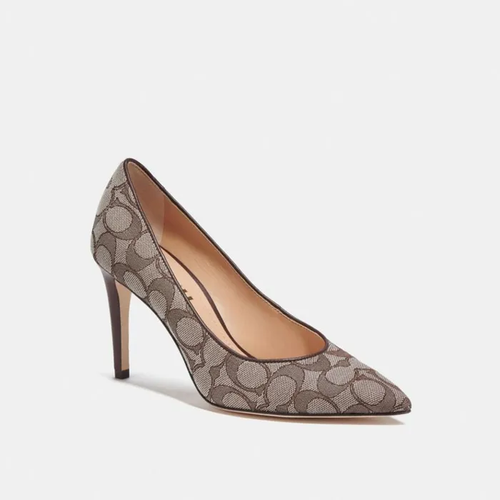Women Heels Coach Skyler Pump In Signature Jacquard Oakmaple