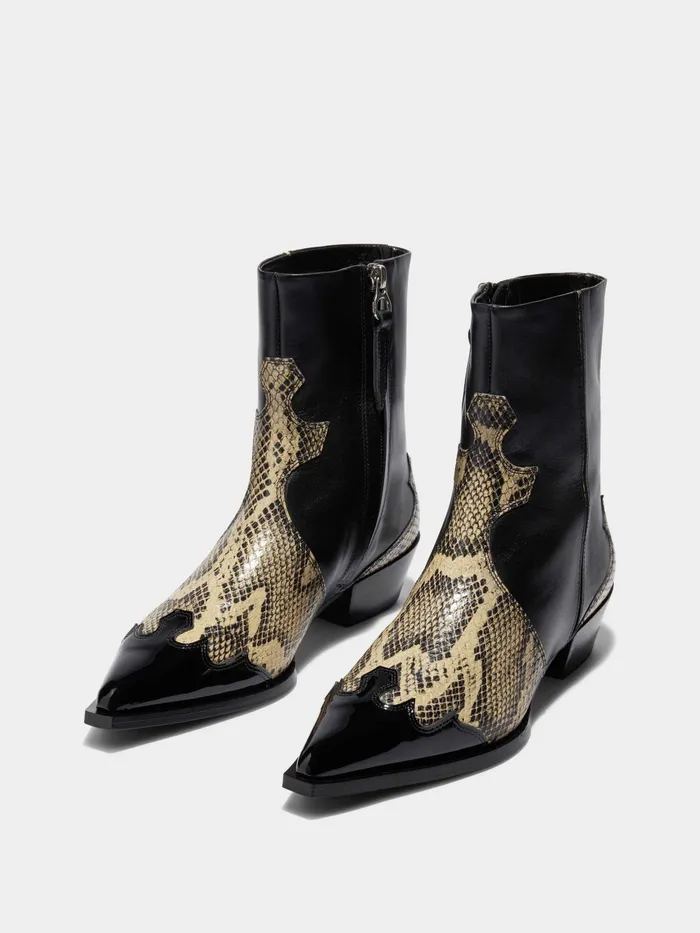 Women Hester Leather Cowboy Ankle Boots Aeyde Ankle Boots