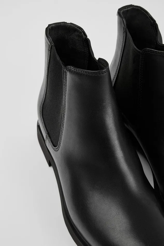 Women Iman Black Leather Chelsea Boots Camper Ankle Boots