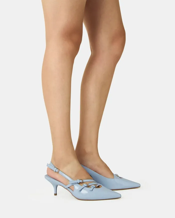 Women IMILIA SKY BLUE PATENT Kitten Heels Party NOVO Shoes