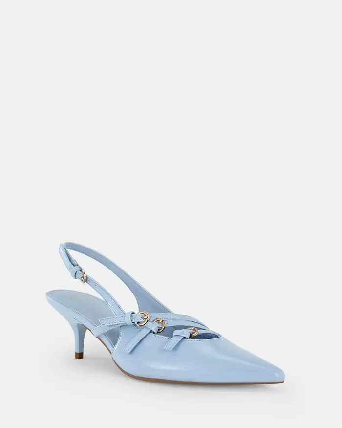Women IMILIA SKY BLUE PATENT Kitten Heels Party NOVO Shoes
