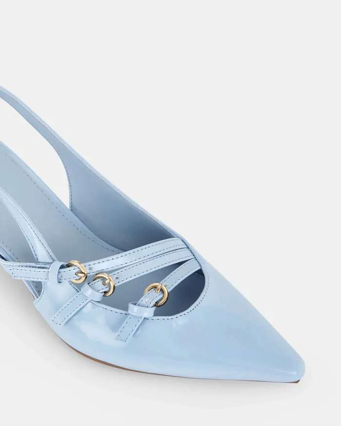 Women IMILIA SKY BLUE PATENT Kitten Heels Party NOVO Shoes