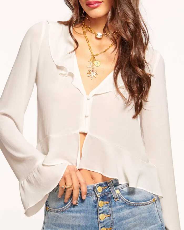 Women Isabelle Ruffle Blouse Black Ramy Brook Tops Women Isabelle Ruffle Blouse Black Ramy Brook Tops