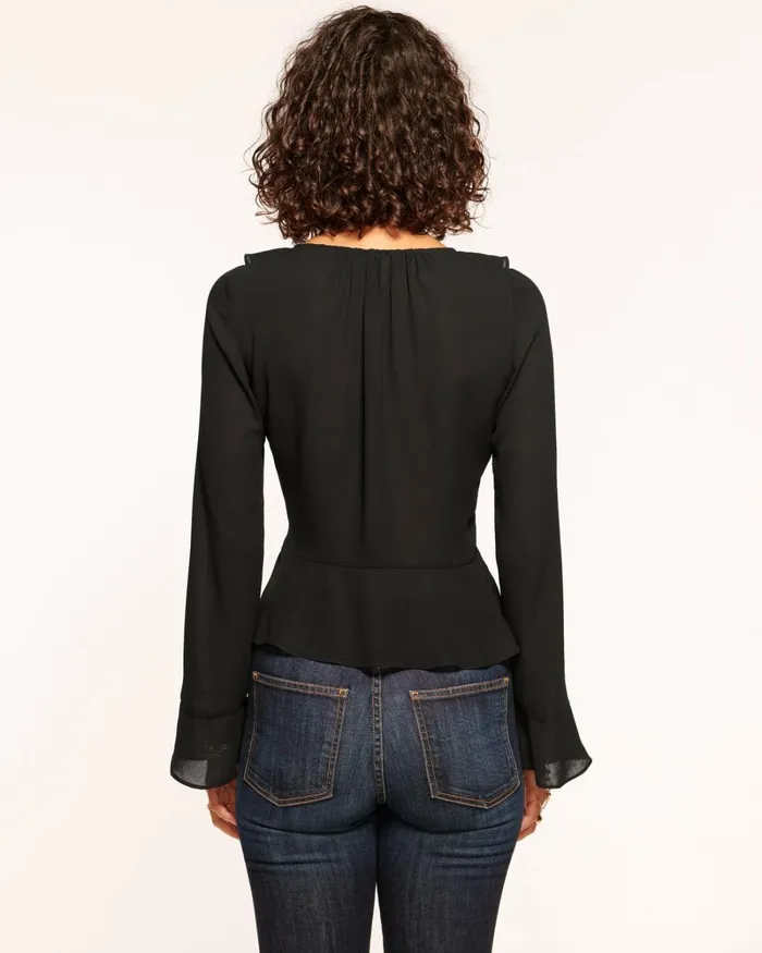 Women Isabelle Ruffle Blouse Black Ramy Brook Tops Women Isabelle Ruffle Blouse Black Ramy Brook Tops