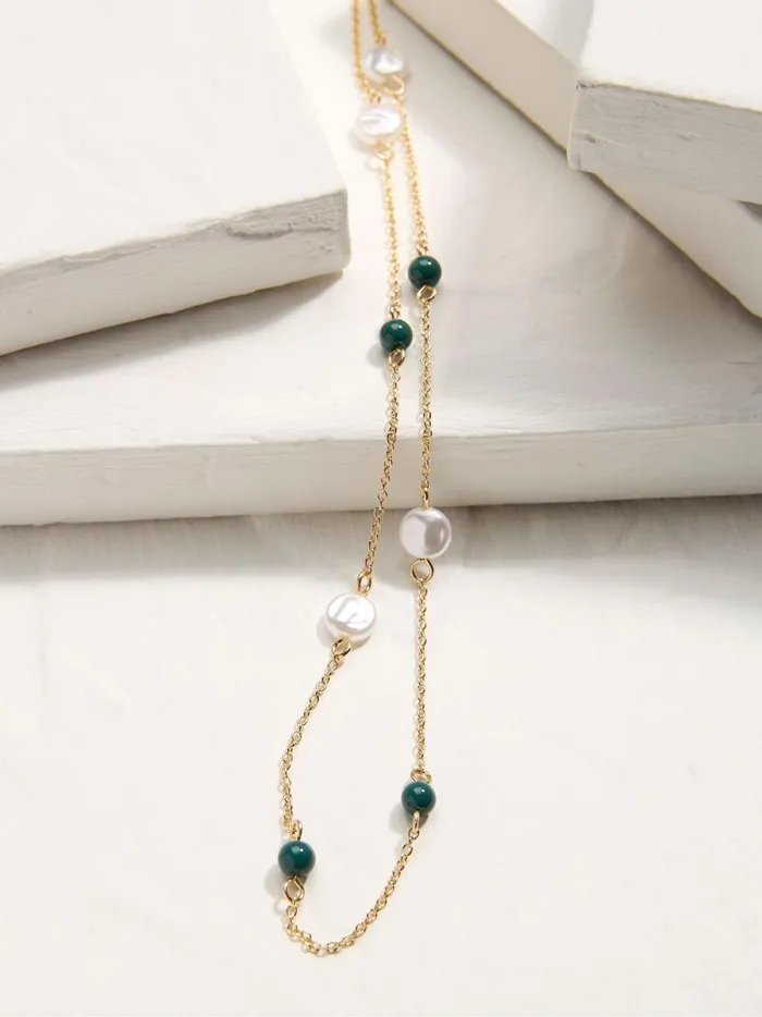 Women Jewellery Fat Face Gold Tone Pearl Necklace