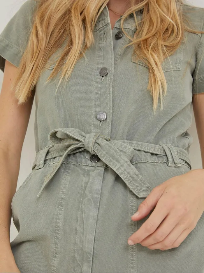 Women Jumpsuits and Playsuits Fat Face Green Imogen Short Sleeve Boilersuit