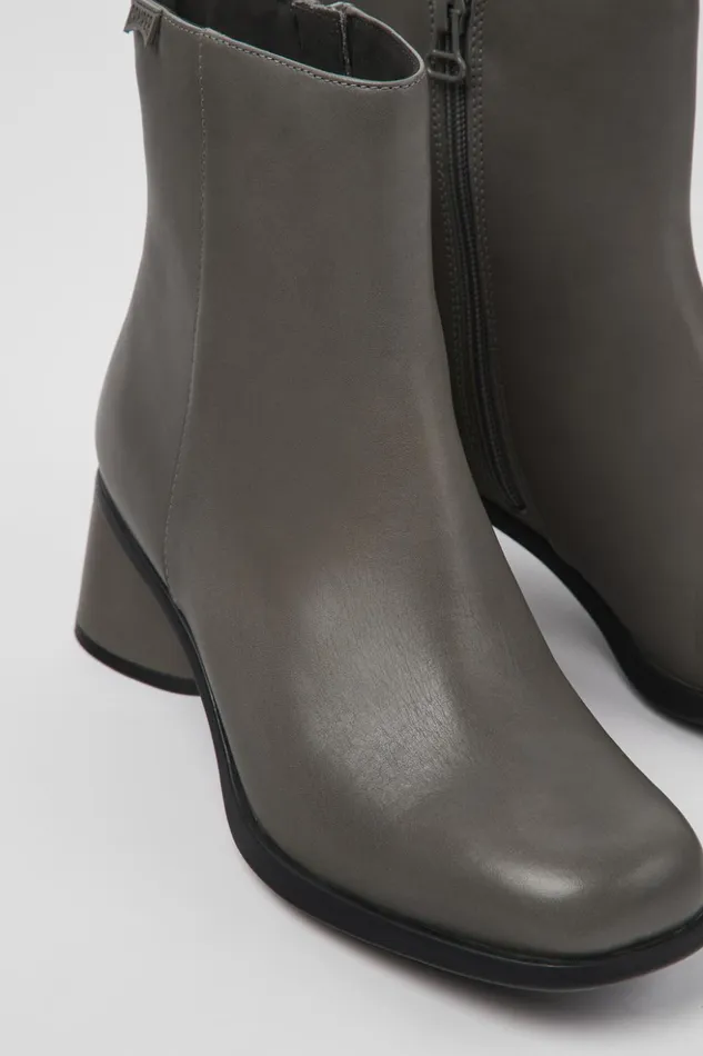Women Kiara Gray Leather And Recycled PET Boots Camper Ankle Boots