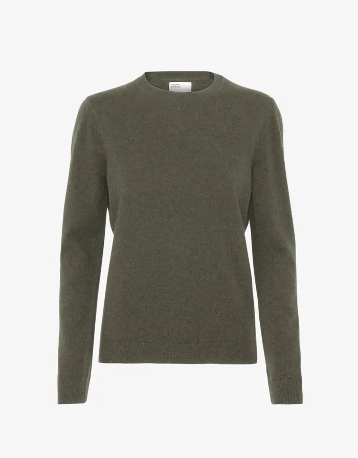 Women Knit Sweaters Colorful Standard Women Light Merino Wool Crew Dusty Olive