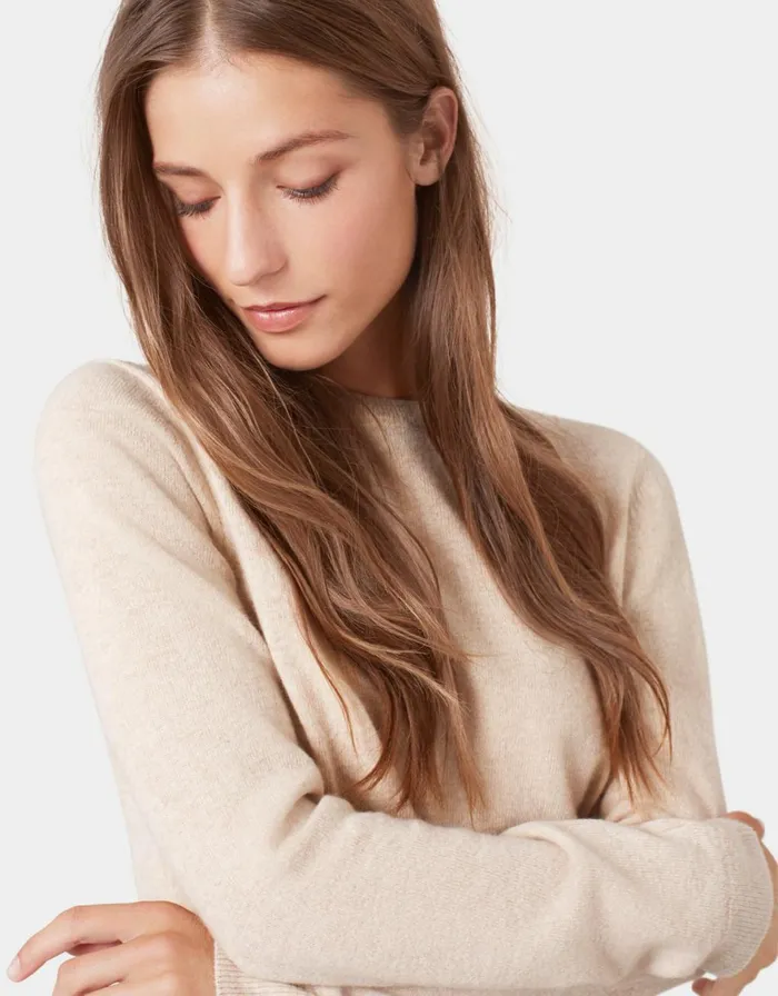 Women Knit Sweaters Colorful Standard Women Light Merino Wool Crew Ivory White