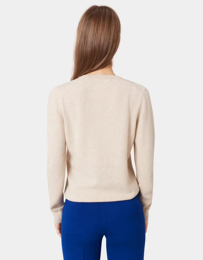 Women Knit Sweaters Colorful Standard Women Light Merino Wool Crew Ivory White