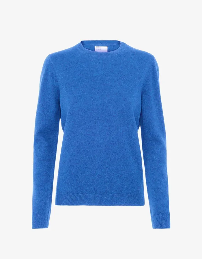 Women Knit Sweaters Colorful Standard Women Light Merino Wool Crew Pacific Blue