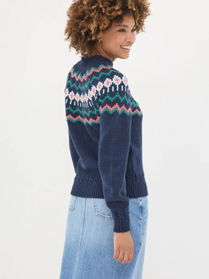 Women Knitwear Fat Face Navy Emma Fairisle Jumper Women Knitwear Fat Face Navy Emma Fairisle Jumper